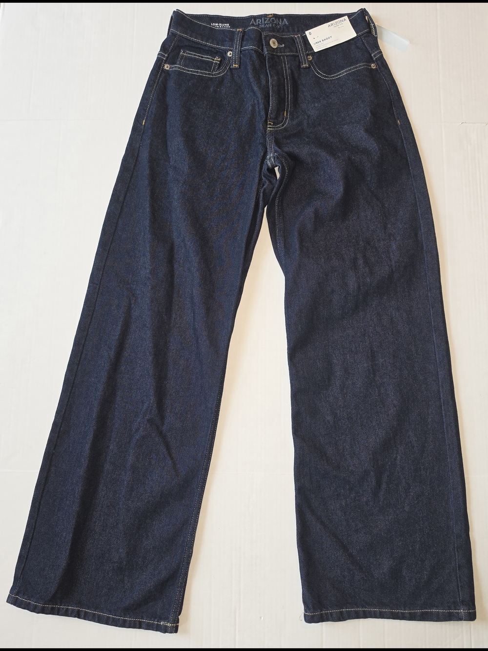 Arizona Jean Company Women's Jr's Uber Baggy Jeans in Dark Wash Blue Denim Sz 0